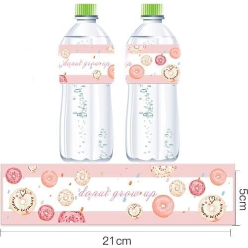 Omilut Donut Water Bottle Labels Sweet Donut Party Decor Baby Shower GirlSupplies Kids Birthday Party Bottle Stickers Labels