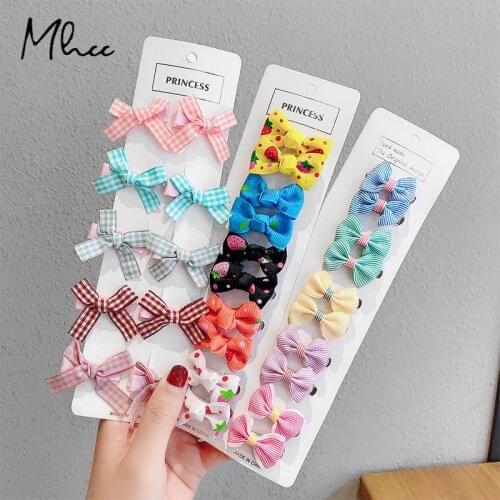 10pcs Hair Bows for Girls Hairpin Children Cute Baby Girls Hair Clips Dot Plaid Kids Hair Hair Accessories Girls Lovely Gift