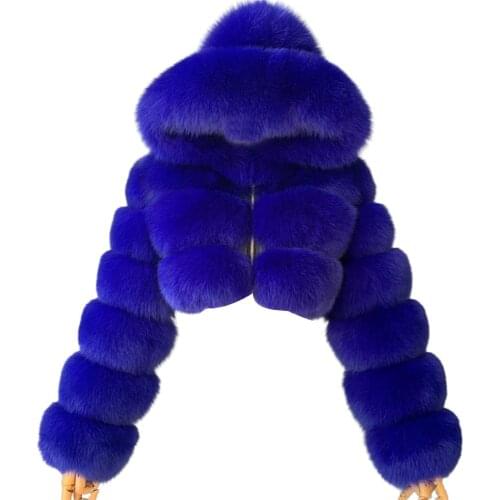 Elegant Thick Warm Outerwear Fake Fur Jacket Women Fashion Winter Faux Fur Cropped Coat Fluffy Zip Hooded Warm Short Jacket 3XL