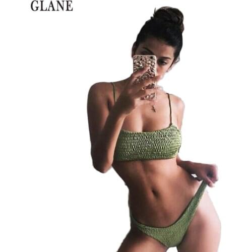 Two Piece Women Sexy Push Up Bra Bikini Solid Swimwear e Swimsuit 2018 Summer Women Fold Bathing African Brazil Beachwear