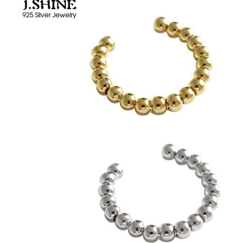 JShine INS Style Gold Beaded Open Rings For Women Personality Lady 100% 925 Sterling Silver Korean Fashion Jewelry Female Ring