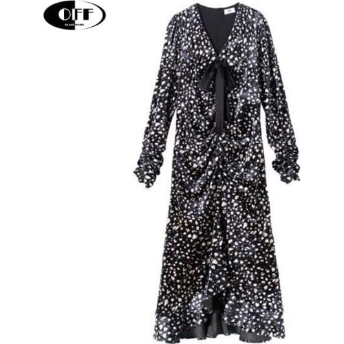 Autumn Elegant Velvet Women Mermaid Dress Vintage Leopard Bow V-Neck Long Sleeve Bodycon Retro Party Night Lady Dresses Vestidos