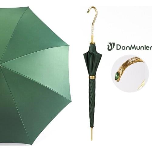 Long Handle Luxury Umbrella Women gold Sun Rain Fashion Simple large Parasol vintage high quality Umbrella U5B
