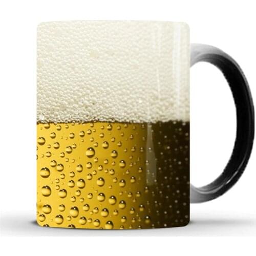 1PC Creative Beer Bubble Pattern Color Changing Coffee Mug Cup Magic Ceramic Cups Milk Cups Tea Coffee Mugs Drinkware Gift
