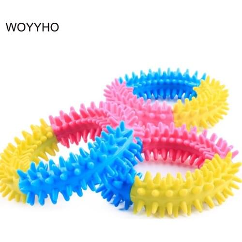 1pc Three Colors Ring Dog Toy Lovely Pet Tooth Cleaning Bite Resistant Puppy Dog Chew Toys