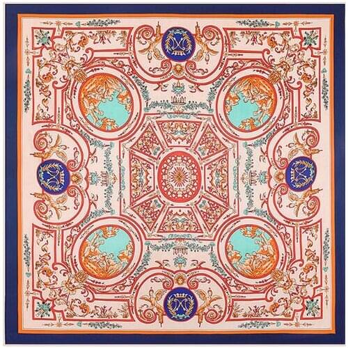 100% Silk Twill Luxury Brand Silk Scarf For Women,2019 New Fashion Large Square Scarves Headband Maze Paisley Print Shawl Hijab
