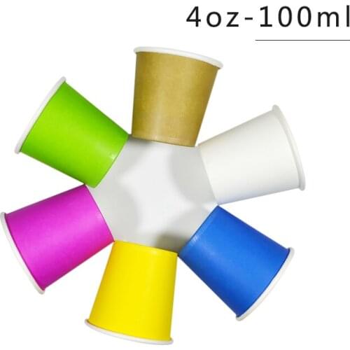 100pcs Net red 4oz 100ml disposable paper cups colorful small coffee milk tea drinking cup child birthday favors drinks cup