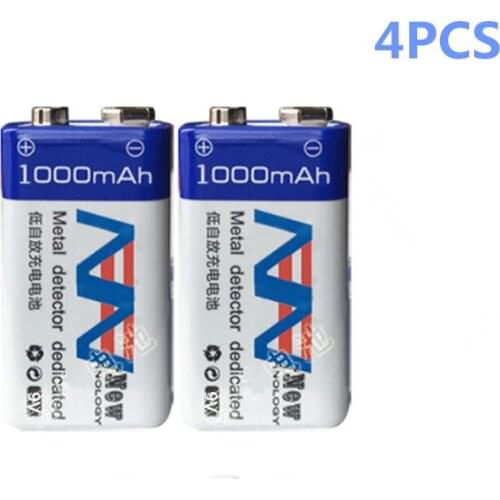 4pcs/lot Original 1000mAh 9V rechargeable battery lithium ion 6F22 rechargeable battery metal detector toy rechargeable battery
