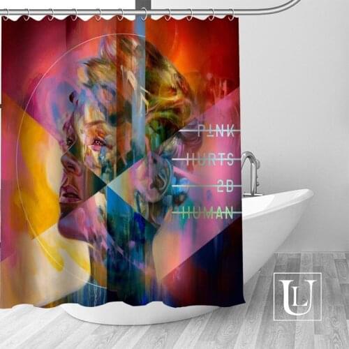 Big Sale New Custom P!NK Pink Shower Curtain with Hooks bathroom Waterproof Polyester Fabric DIY Your Shower Curtain