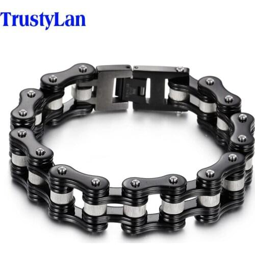 TrustyLan Thick Bicycle Motorcycle Chain Bracelet Men Jewelry Bracciale Uomo 316L Stainless Steel Mens Bracelets & Bangles Gift