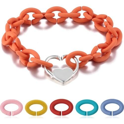 Hot Fashion gifts Enamel Heart Bead Bracelet 10 colors Hard Rubber X charm Bracelets For Women Men Jewellery