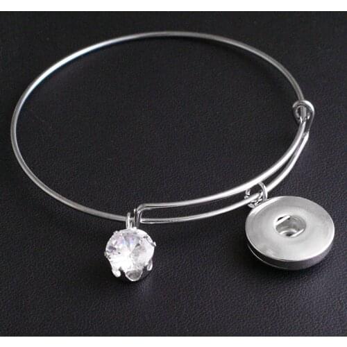 Crystal 18mm snap button Bangles New Wholesale adjustable Bracelets AA201