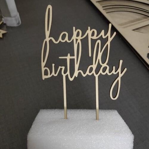 Wood Happy Birthday letter Cake Topper Baking Supplies Birthday Party Decortiaon