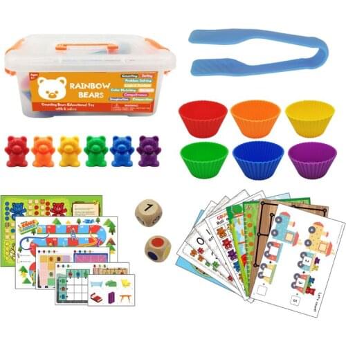 Children Montessori Toy 1 set Boxed Counting Bear Montessori Educational B36E