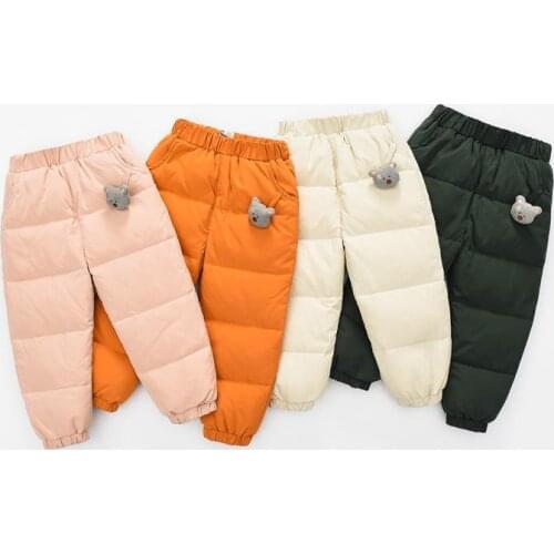 Childrens Down Pants 2019 Winter New Korean Baby Girl Thick Warm Trousers Boys and Girls Down Pants Baby Warm Clothes Leggings