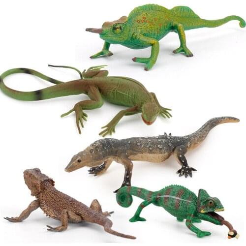 Wild Animal Amphibian Lizard Chameleon Figure Model Desktop Cake Decoration Party Supplies Montessori Halloween Trick Toys Gift