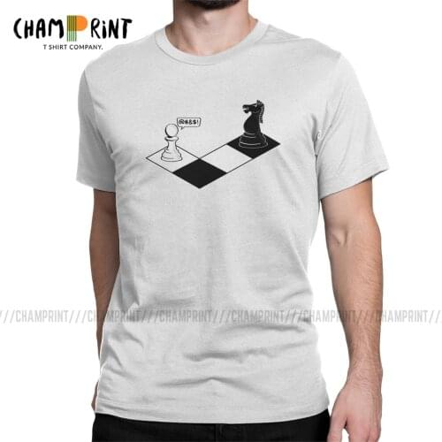 Knight Takes Pawn T Shirts Men Novelty T-Shirts Round Collar Chess Intellectual Game Player Tees Short Sleeve Clothes Gift Idea