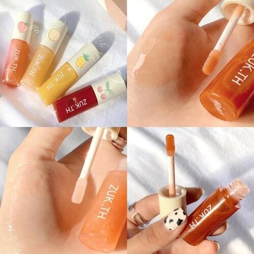 Crystal Jelly Lip Gloss Lip Plumper Oil Shiny Clear Lip Oil Moisturizing Women Peach Liquid Lipstick Balm Makeup Tint Cosmetics