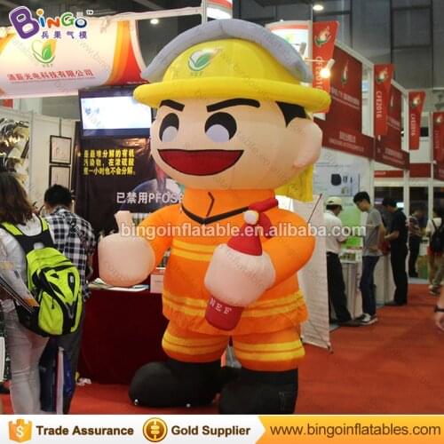 Customized 3 meters height big inflatable fireman cartoon / promotional 10ft tall inflatable fireman for display toys