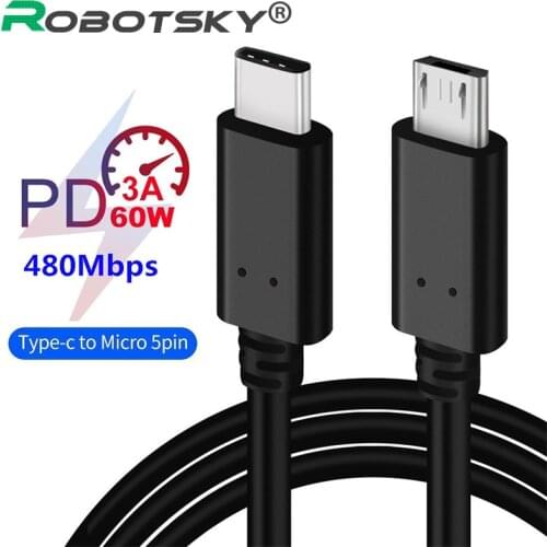 Type C USB-C To 5pin Micro USB Cable Type-C USB-C 3.1 Microusb Cable OTG Usb C Fast Charging Data Sync For Macbook USBC Device