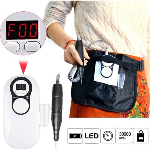 Nail Drill Machine 30000 RPM Nail Drill Pen Apparatus for Manicure Nail Gel Polisher LCD Display With Bag US PLUG