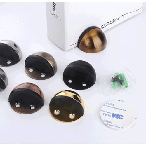 Non Punching Sticker Hidden Stainless Steel Rubber Door Stopper Door Holders Catch Floor Mounted Nail-free Door Stops