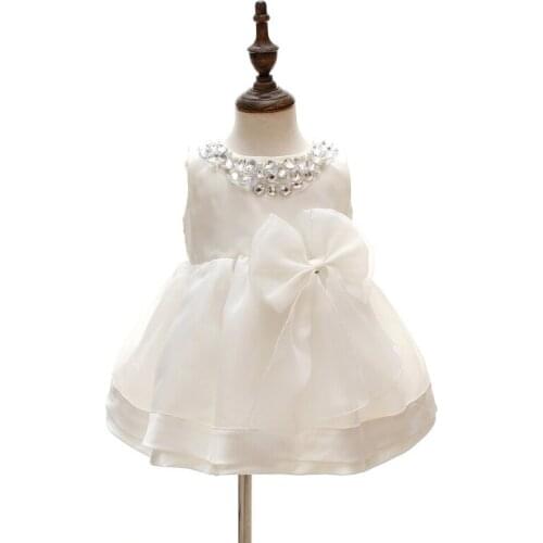 Wholesale Baby Girl Dress Baptism Birthday Newborn Party Wedding Frocks Gown Kids Infant Vestido for Christening W7