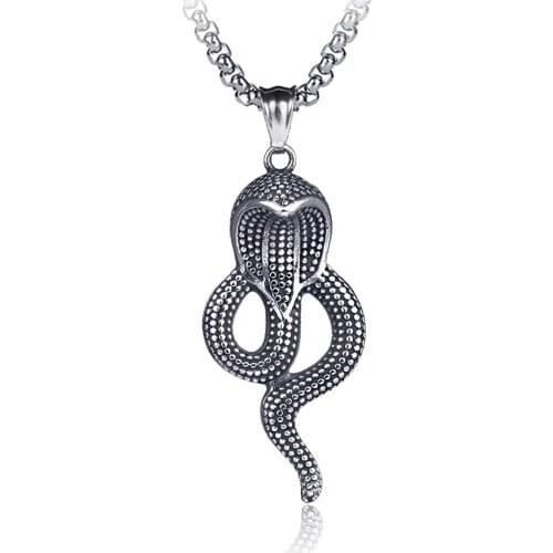 BUDROVKY Viper Necklace Punk Wind Titanium Steel Necklace Tide Male Stainless Steel Necklace Cobra Pendant Jewelry