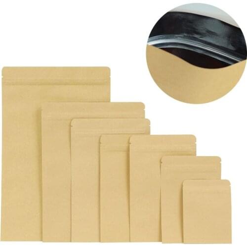 1000pcs/lot Kraft Paper Doypack Zip Lock bag with Aluminum Foil Food Tea Snack Coffee Storage Resealable Ziplock/zipper Bag