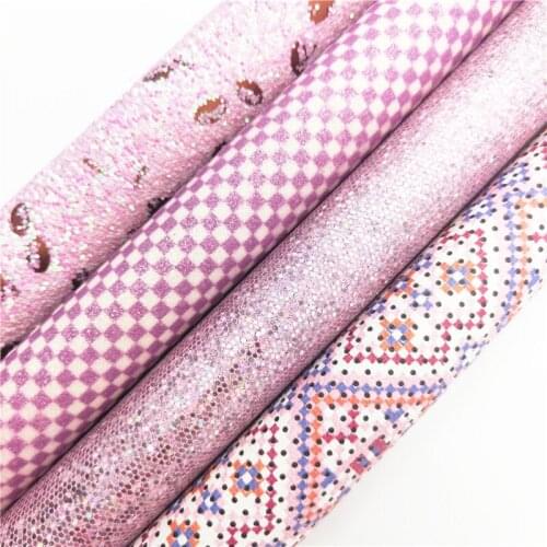 Peach Chunky Glitter leather, Lace Glitter Fabric, Daisy Printed glitter Leather Sheets For Bow A4 21x29CM Twinkling Ming KM221