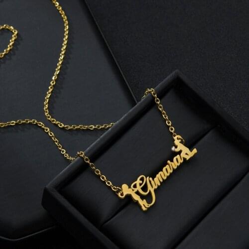 Personalized Name Stainless Steel Boy Girl Kids Pendant Customized Letter Date With Diamond Necklace Valentines Jewelry Gift