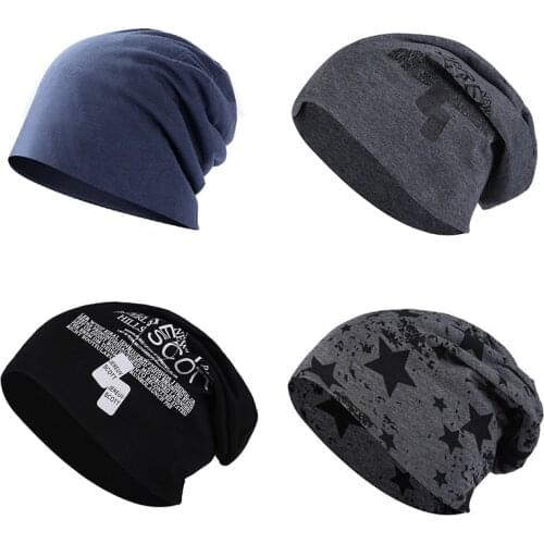 Men Women Fashion Beanie Hat Hip-Hop Slouchy Hats Thin Printing Letter Stars Cap Cycling Unisex Soft Warm Knitted Skullies Caps