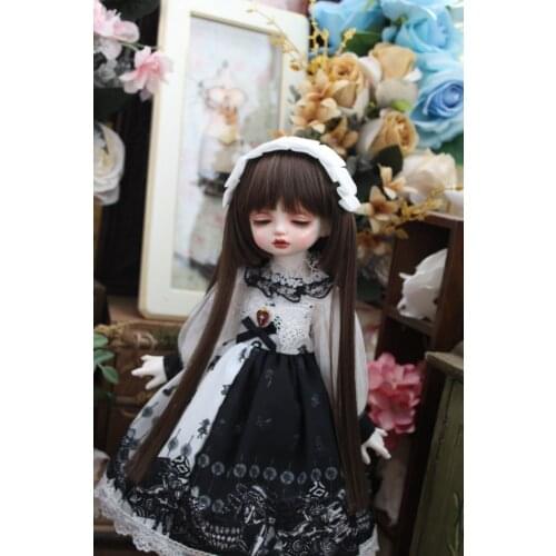BJD Doll dress for 1-4 1-6 size fashionable dress black and white headband doll accessories