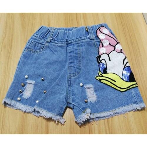 Toddler girls Shorts for Boy/girls Summer cowboy Style Denim pants cartoon duck design baby clothing 2-6y