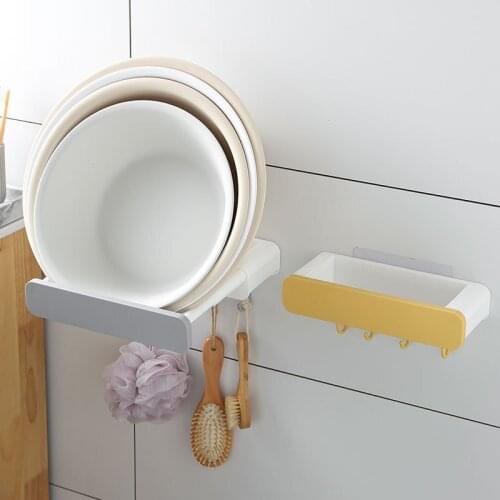 Bathroom concealed washbasin rack kitchen retractable hook rack multifunctional towel storage rack