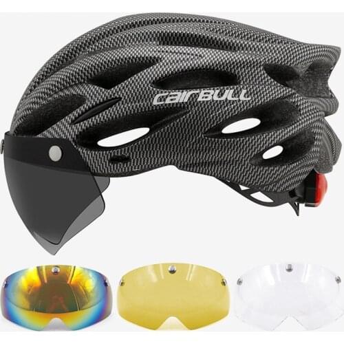 Ultralight Bicycle Helmet Road Mtb Mountain Bike Led with Removable Visor Goggles for Cycling