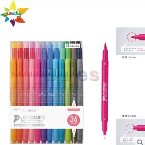 Tombow PLAY COLOR2 6/12/24/36color Double head watercolor pen 0.3/1.2mm hand account color stroke drawing pen art supplies