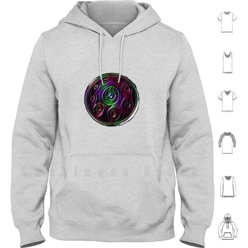 Magic Handpan hoodies Handpan Style Colour Rainbow Music Gift Ideas Drums Steel Iron Steel Drum