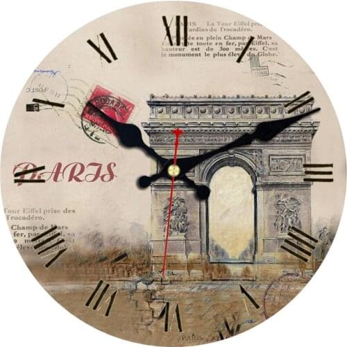 WONZOM Triumphal Arch Modern Style Wooden Cardboard Clock,Round Wall Clock for Home Decor Living Room No Ticking Sound 6-16 inch