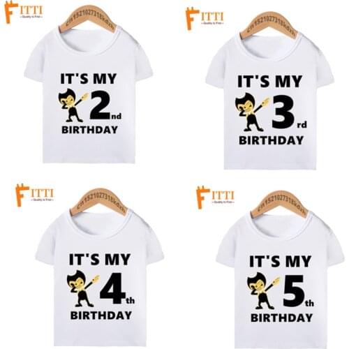 Boy Gir Cartoon Dab Bendy Funny Birthday T Shirts Kids Its My 1-10th Birthday T-shirt Children Summer Clothes