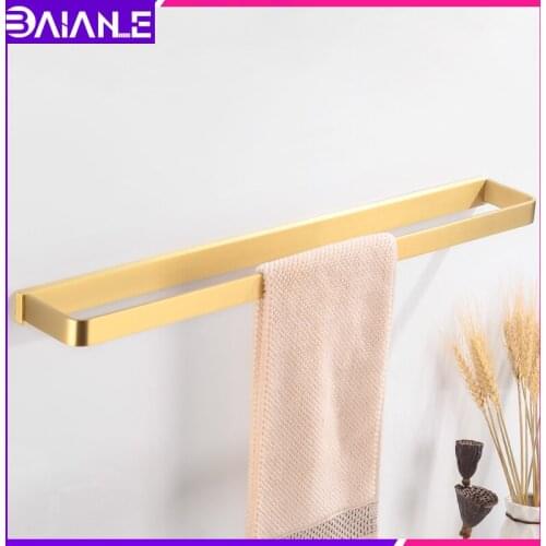 Towel Bar Gold Brass Towel Holder Wall Mounted Washroom Toilet Towel Rack Hanging Holder Single Decorative Bathroom Accessories