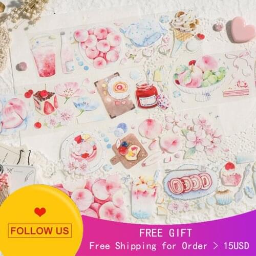 1 Loop Glacier Washi Tape Sample Bright Pet Crystal Ink Peach Soda Selfadhesive Release Paper