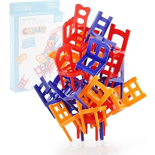 24 PCS Balance Chair Puzzle Board Game Family/Party Best Gift for Children Funny Colorful Game without