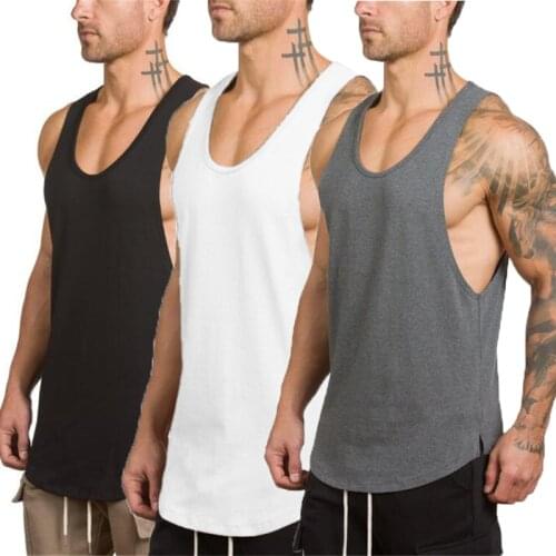 3 Pack Plain bodybuilding stringer tank top men summer Cotton fashion fitness vest muscle guys gym sleeveless shirt