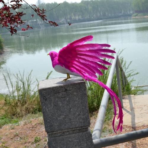 47cm simulation Bird hot pink feathers long tailed spreading wings bird model garden decoration filming prop gift h1076