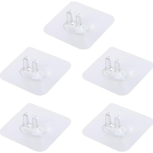 5 Pcs Transparent Toothbrush Holder Hook Plug Hygienic Stand Shaving Rack Razor Sticky Adhesive Storage Bathroom