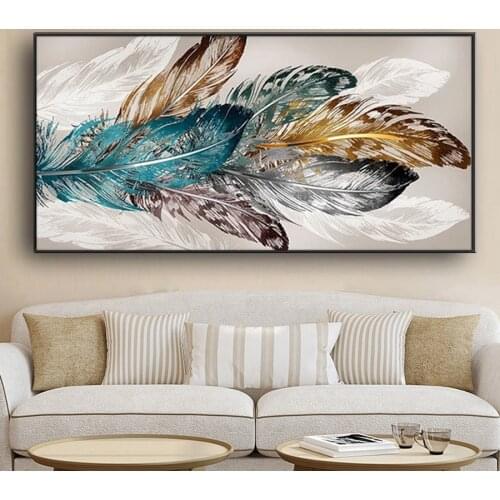 Large Ginkgo Leaf And Feather 5d diy diamond painting full drill square rhinestone mosaic embroidery round Decor Nordic Poster