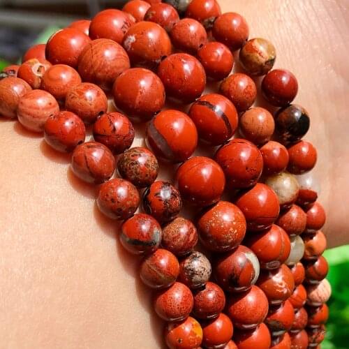 Natural Stone Beads Red Jaspers Stone Round Beads For Jewelry Making 15.5inch/strand Pick Size 4 6 8 10 12mm -F00097
