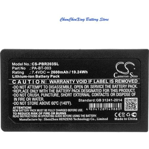 Cameron Sino 3400mAh Battery PA-BT-003 for Brother RJ-2030, RJ-2050, RJ-2140, RJ-2150
