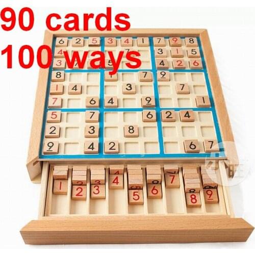 Sudoku Chess Wood Card Digits 1 to 9 90pcs, 100 ways to play, Booklet 4 Languages Intelligent Educational Toys Happy Games Gifts